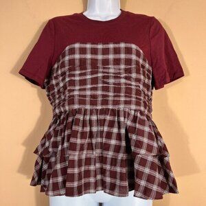 CINQ A SEPT Merlot/White Vica Top NWT